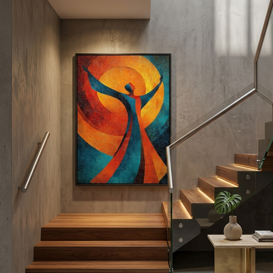 Vibrant Abstract Figure Canvas Wall Art