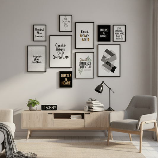 BLACK & WHITE QUOTE SET – 10 PANEL SET – QUOTE WALL ART