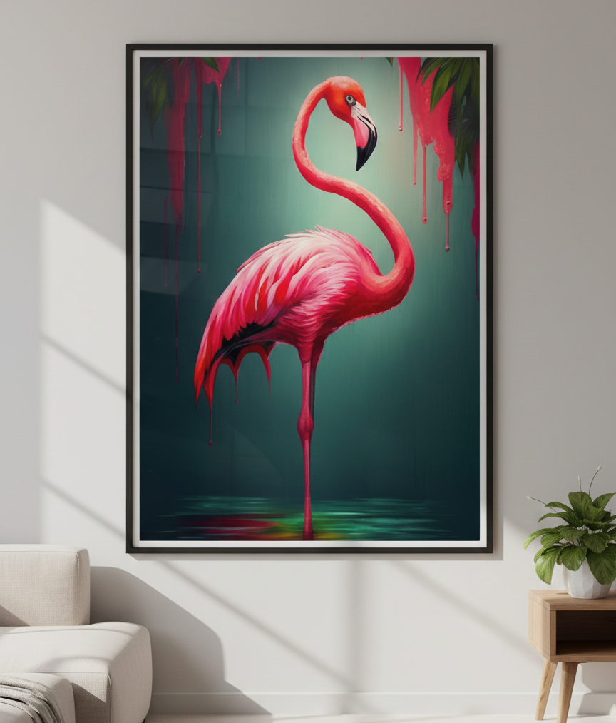 "FLAMINGO" -Wall Frame Art