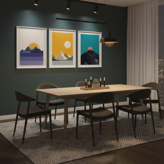 ABSTRACT SUNSET ART – 3 PANEL SET – ABSTRACT WALL ART