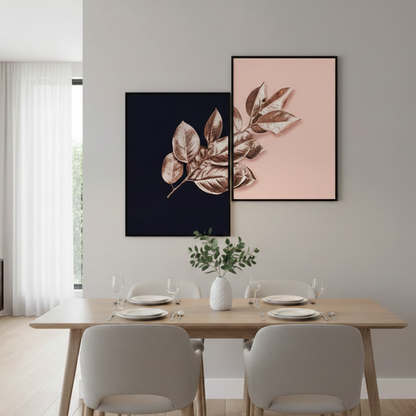 GOLDEN LEAVES WALL ART – 2 PANEL SET