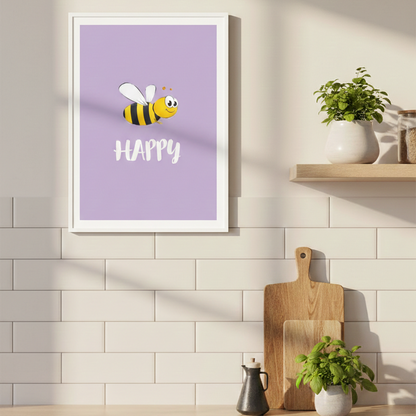 BEE HAPPY QUOTE – QUOTES WALL ART