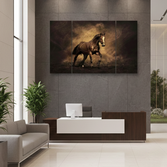 BLACK HORSE – 4 PANEL SET – WALL ART