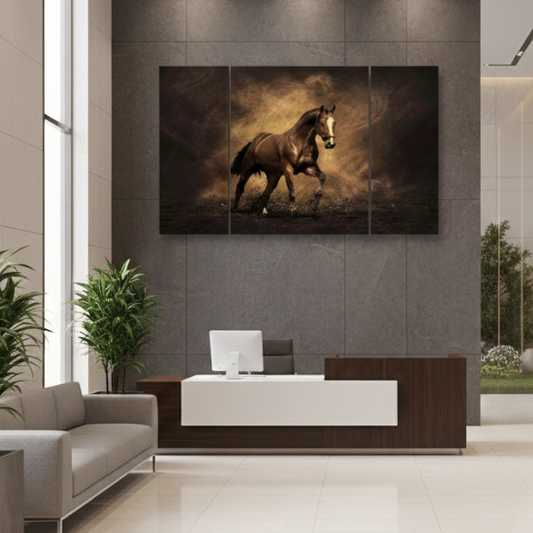 BLACK HORSE – 4 PANEL SET – WALL ART