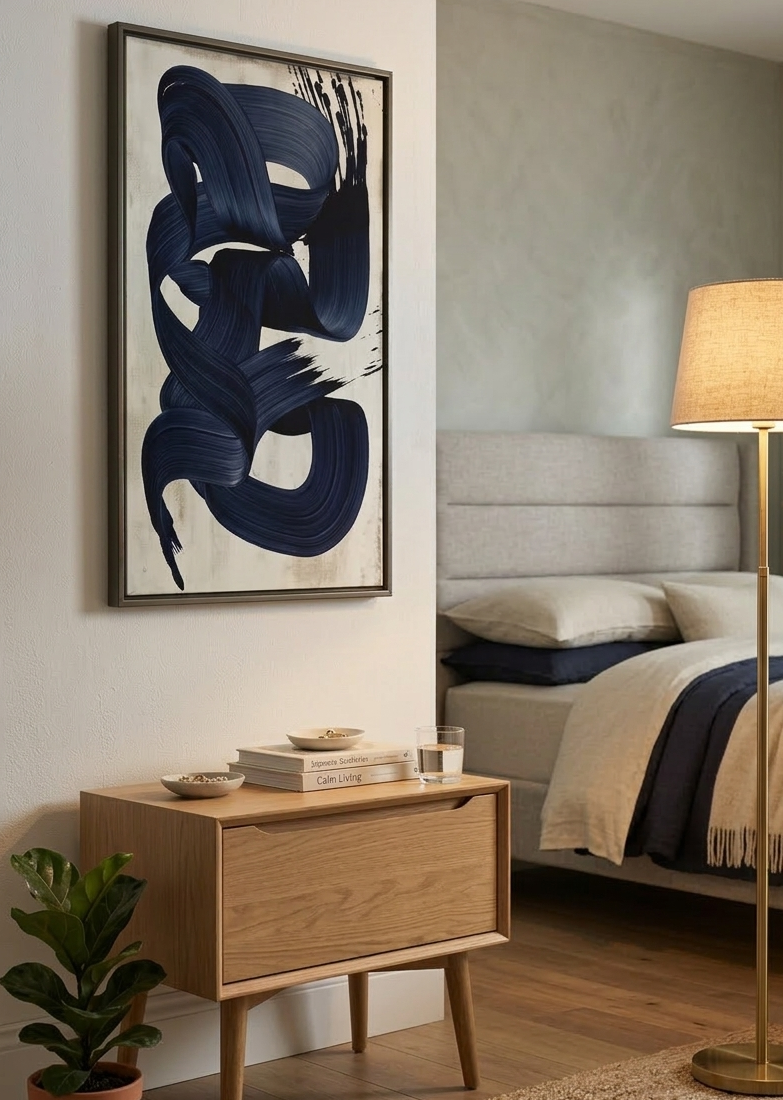 Indigo Trace Wall AbstractArt