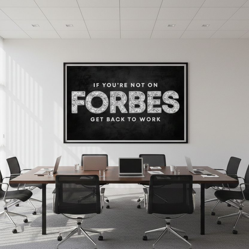 "IF YOU'RE NOT ON FORBES GET BACK TO WORK". -Wall Frame Art