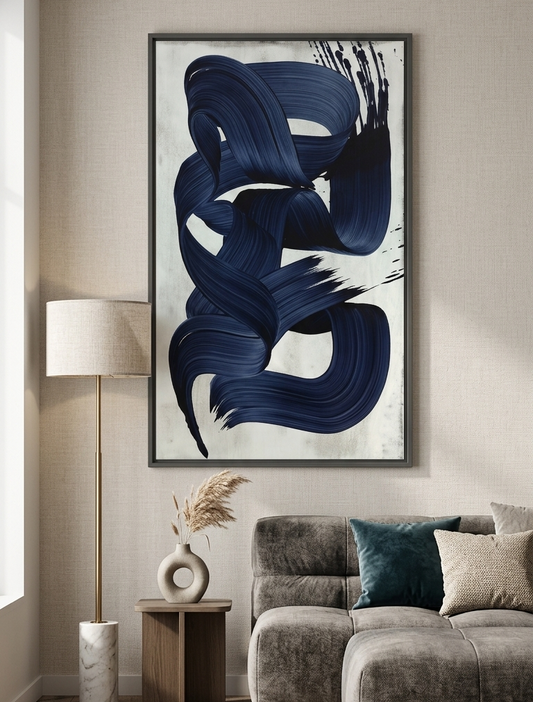 Indigo Trace Wall AbstractArt
