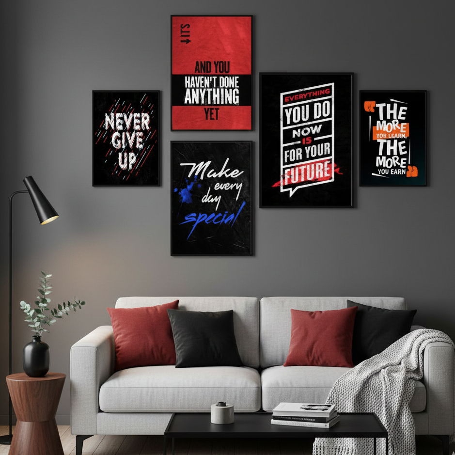 MOTIVATIONAL WALL QUOTES – 5 PANEL SET – QUOTES WALL ART