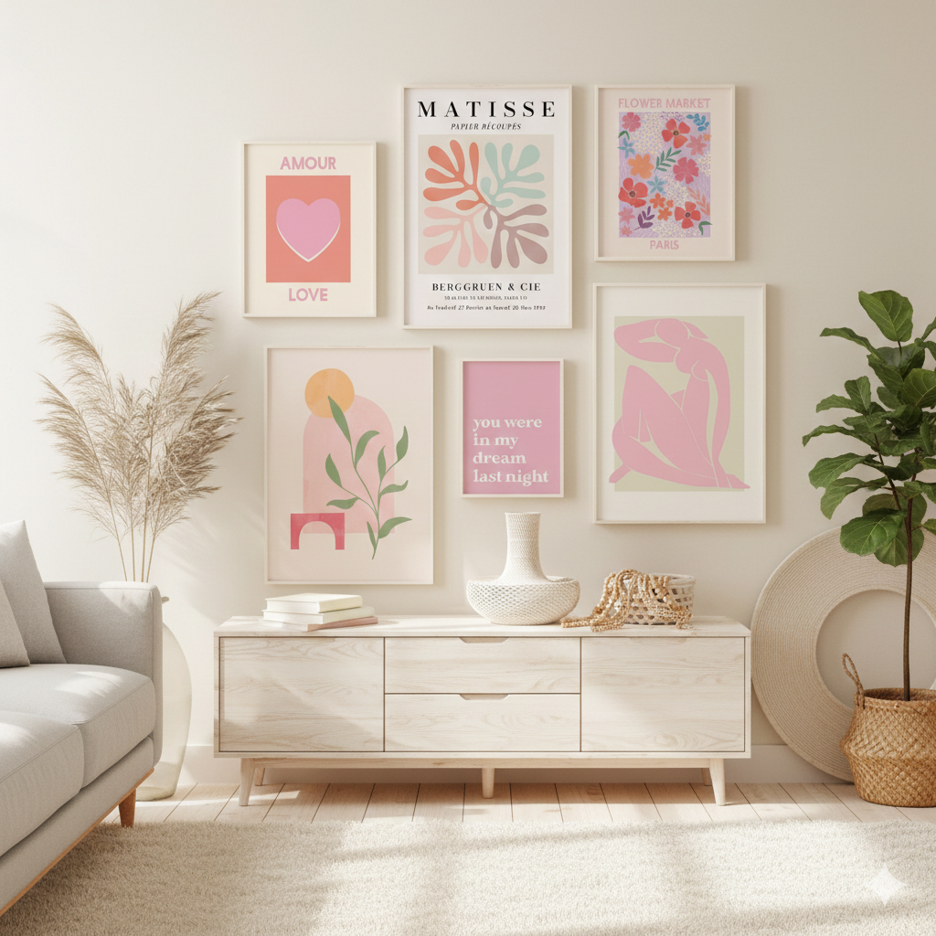 GIRLISH ROOM ART FRAMES – 6 PANEL SET