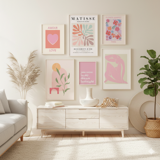 GIRLISH ROOM ART FRAMES – 6 PANEL SET