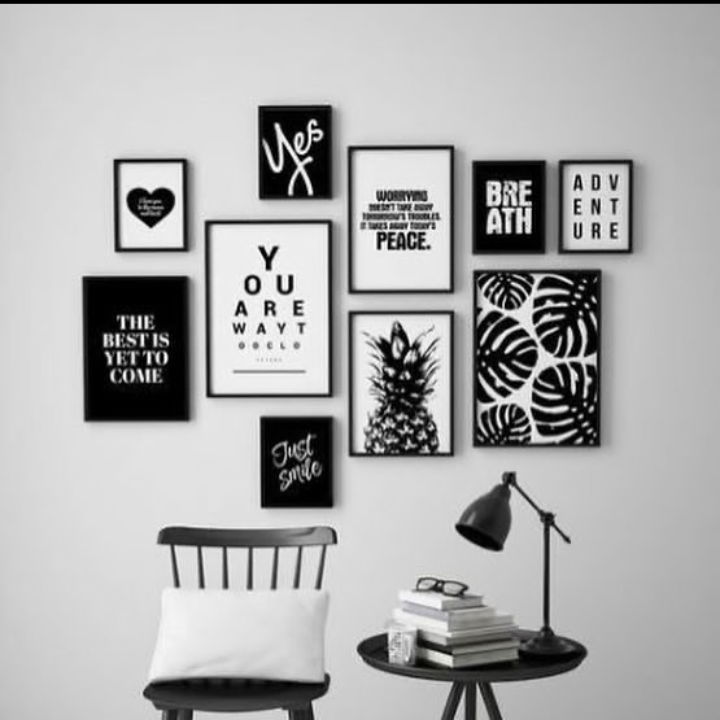 BLACK MONSTERA HEART SHAPE – 10 PANEL SET