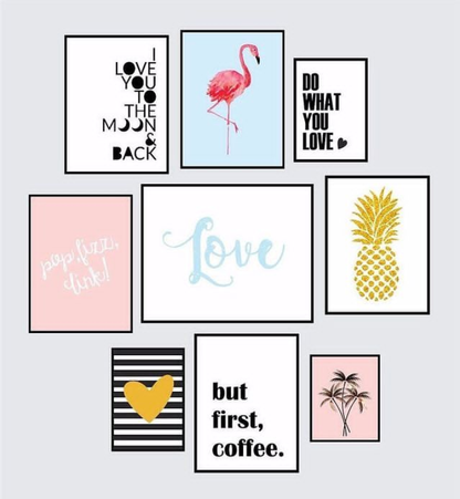 CRANE BIRD QUOTES ART – 9 PANEL SET