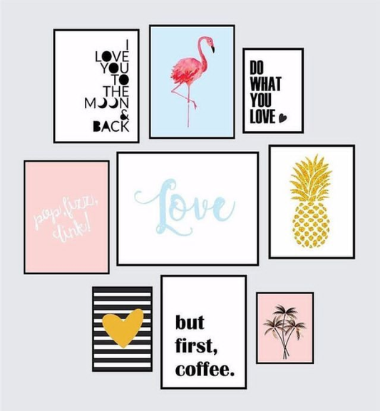 CRANE BIRD QUOTES ART – 9 PANEL SET