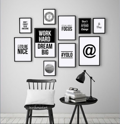 WORK HARD DREAM BIG QUOTES – 10 PANEL SET – QUOTES WALL ART