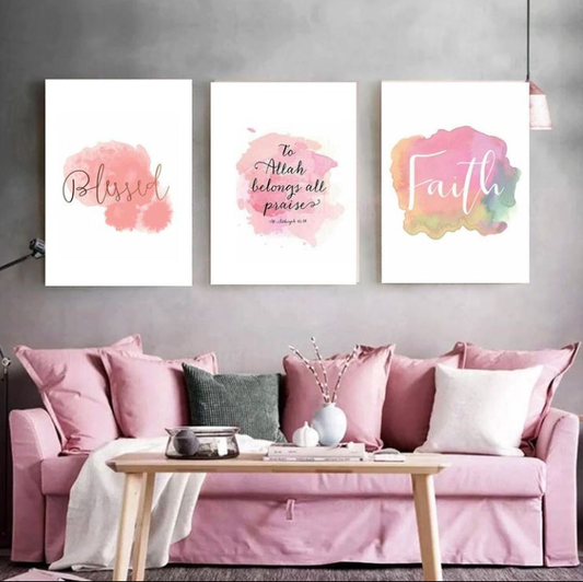 BLESSED FAITH – 3 PANEL SET – ISLAMIC WALL ART