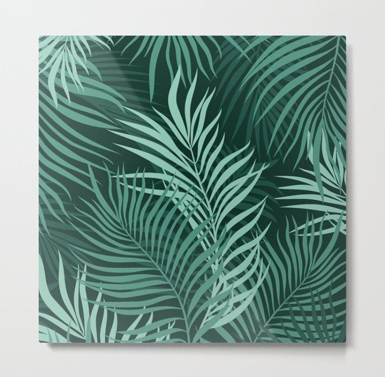 TROPICAL PATTERN PALM TREE MONSTERA GREEN LEAVES – SINGLE WALL ART