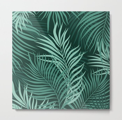TROPICAL PATTERN PALM TREE MONSTERA GREEN LEAVES – SINGLE WALL ART