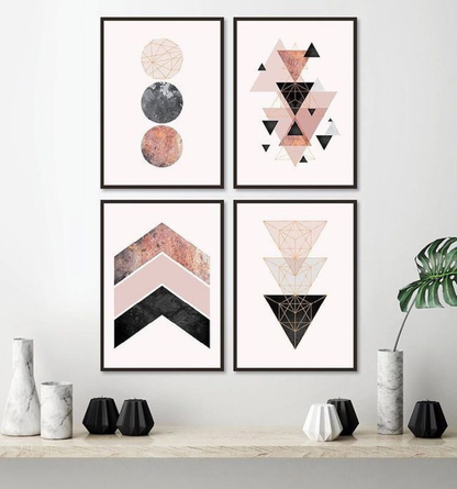GEOMETRIC SHAPES ABSTRACT MOON PHASE – 4 PANEL SET