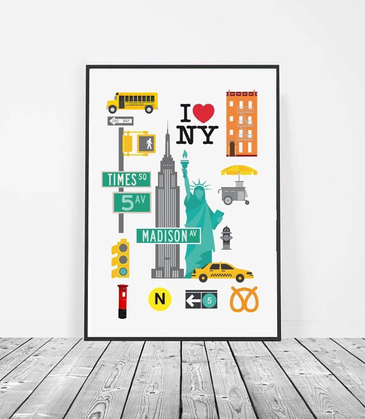 NEW YOURK CITY ICONS WALL ART – SINGLE WALL ART