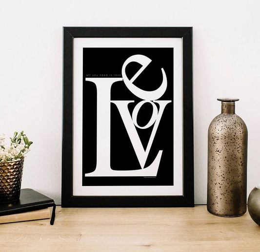 LOVE TYPOGRAPHY WALL ART – SINGLE WALL ART