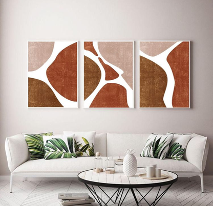 BROWN ABSTRACT ART – 3 PANEL SET