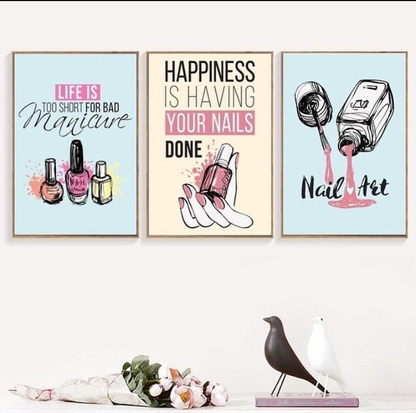 NAIL POLISH QUOTE – 3 PANEL SET – QUOTES WALL ART