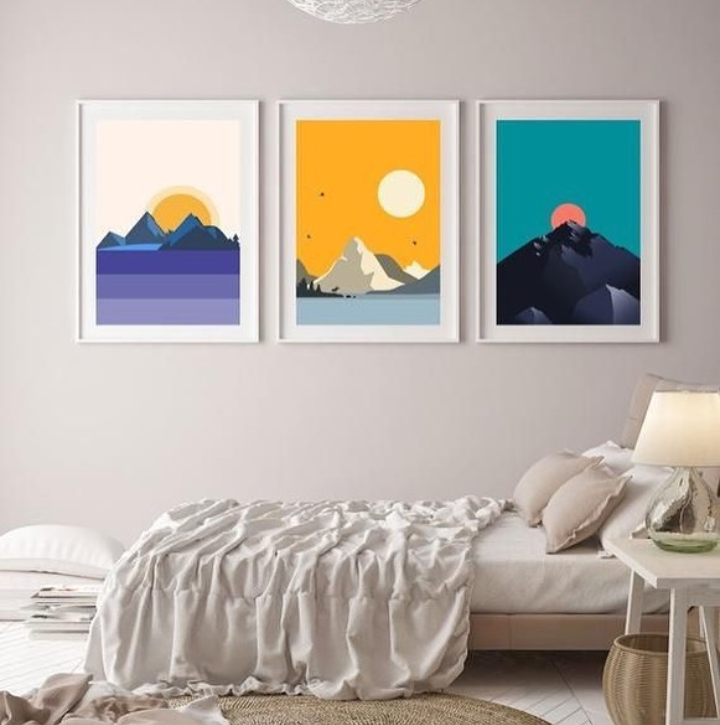 ABSTRACT SUNSET ART – 3 PANEL SET – ABSTRACT WALL ART