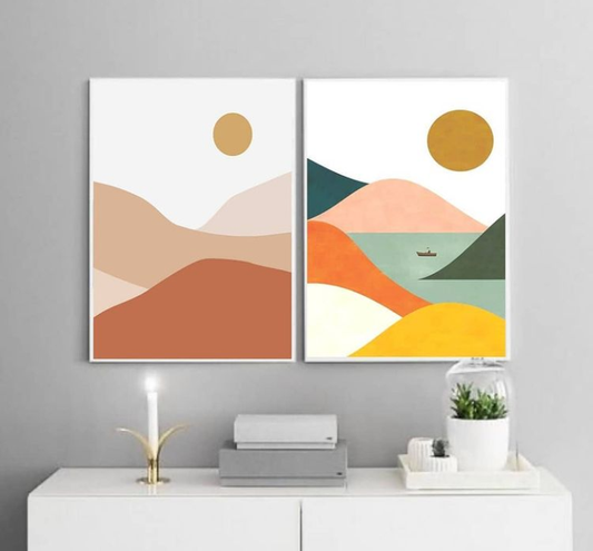 MINIMALIST MOUNTAIN WALL ART – 2 PANEL SET