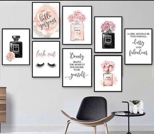 PINK COCO CHANEL – 8 PANEL SET – FASHION WALL ART