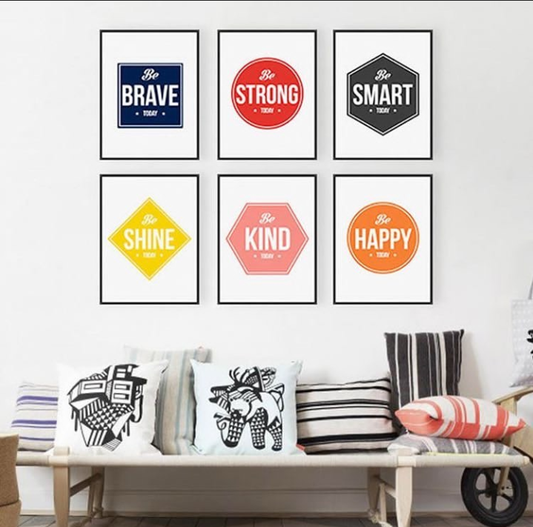 BRAVE STRONG SMART SHINE KIND HAPPY – 6 PANEL SET