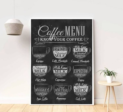COFFEE MENU WALL HANGING – SINGLE WALL ART
