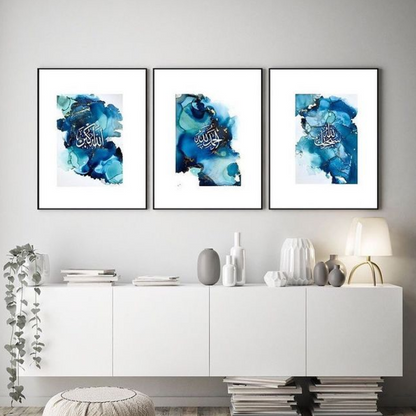 SUBHANALLAH ALHAMDULILLAH ALLAHUAKBAR – 3 PANEL SET – ISLAMIC WALL ART