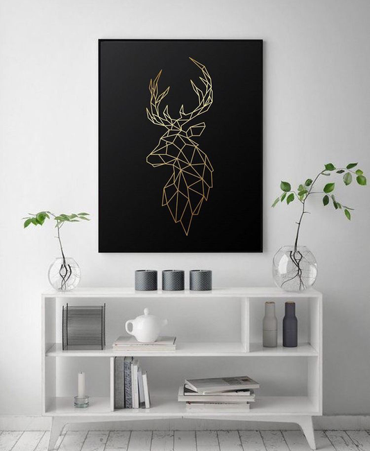 GOLDEN GEOMETRICAL DEER HEAD – SINGLE WALL ART
