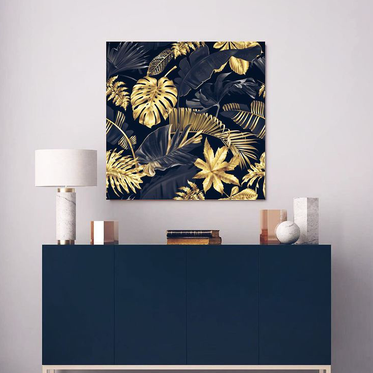 BLACK GOLD LEAF WALL ART – SINGLE WALL ART