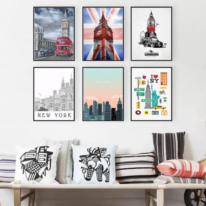 UNITED KINGDOM CITIES WALL HANGING – 6 PANEL SET