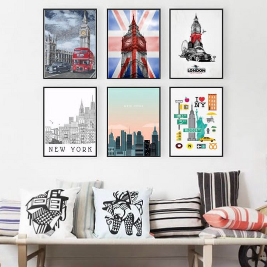 UNITED KINGDOM CITIES WALL HANGING – 6 PANEL SET