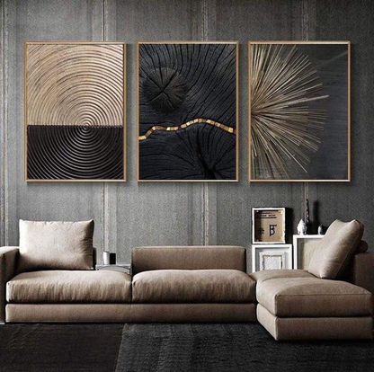 METAL TEXTURE ABSTRACT ART – 3 PANEL SET – ABSTRACT WALL ART