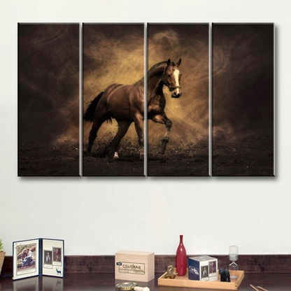 BLACK HORSE – 4 PANEL SET – WALL ART