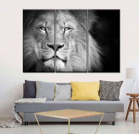 LION HEAD ART – 3 PANEL SET – ANIMALS WALL ART