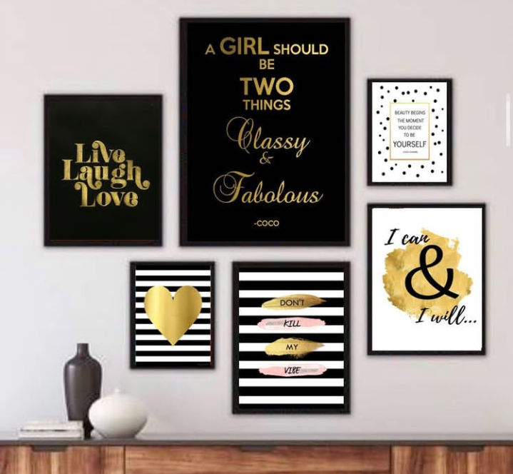 LOVE AND MOTIVATIONAL QUOTES – 6 PANEL SET – QUOTES WALL ART