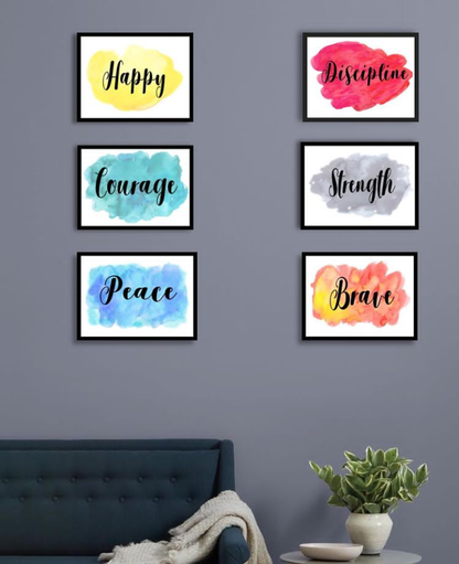 HAPPY DISCIPLINE COURAGE PEACE BRAVE – 6 PANEL SET