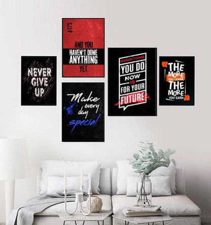 MOTIVATIONAL WALL QUOTES – 5 PANEL SET – QUOTES WALL ART