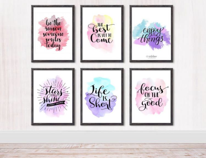 LIFE IS SHORT QUOTES – 6 PANEL SET – QUOTES WALL ART