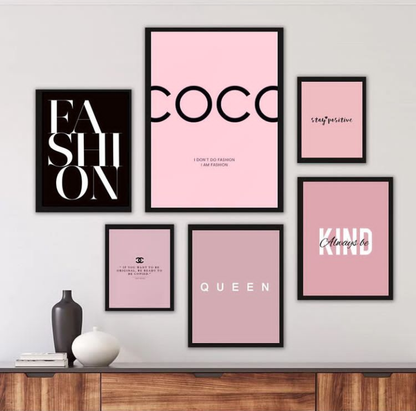 PINK COCO LOGO – 6 PANEL SET – FASHION WALL ART