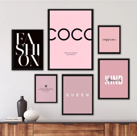 PINK COCO LOGO – 6 PANEL SET – FASHION WALL ART