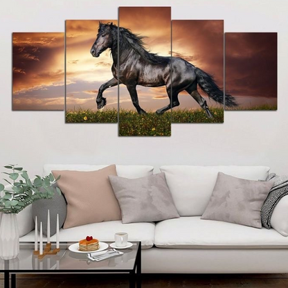 BLACK HORSE – 5 PANEL SET – WALL ART