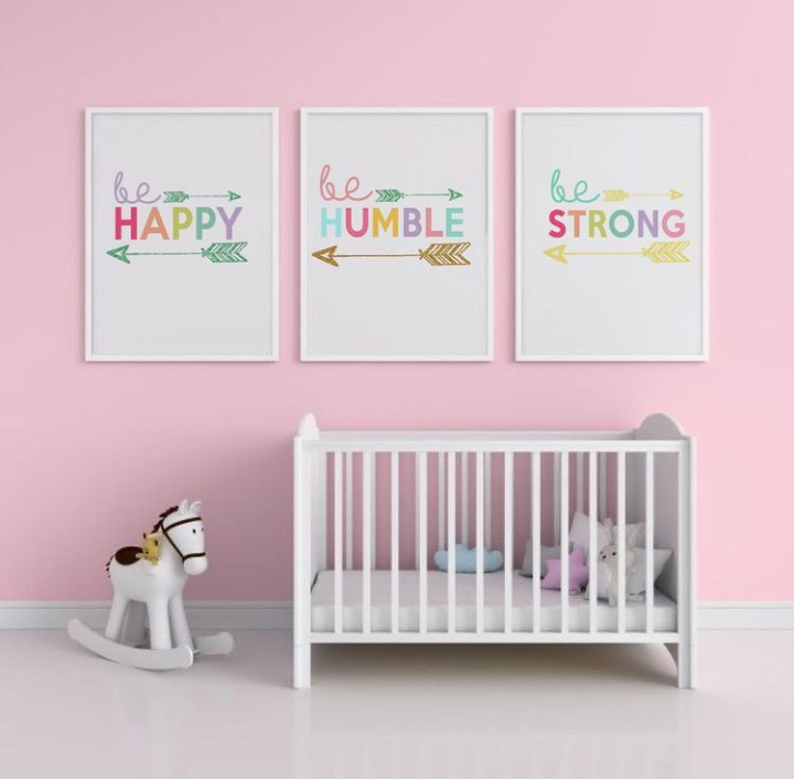HAPPY HUMBLE STRONG – 3 PANEL SET – QUOTES WALL ART