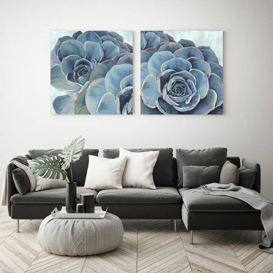 BLUE FLOWER – 2 PANEL SET- FLORAL WALL ART