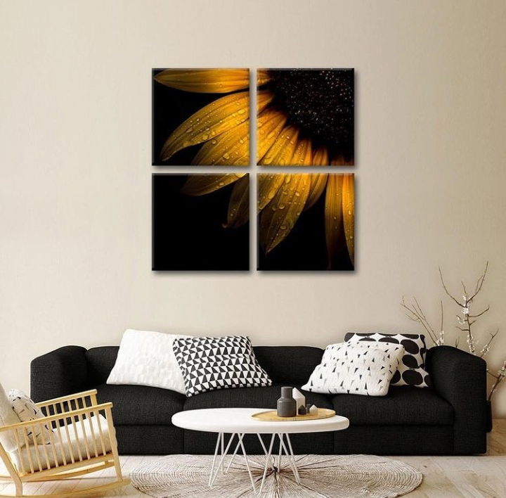 SUNFLOWERS – 4 PANEL SET – FLORAL WALL ART