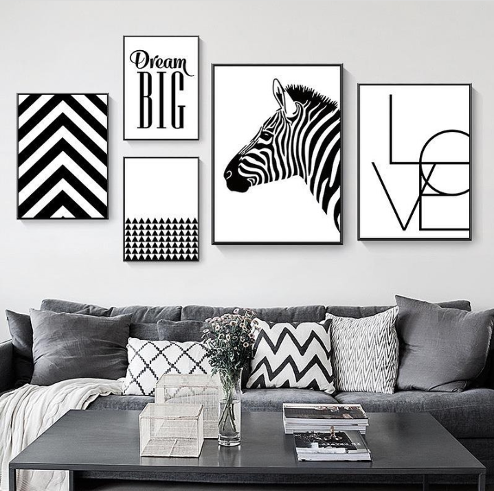 DREAM BIG ZEBRA WALL SETUP – 5 PANEL SET – QUOTES WALL ART